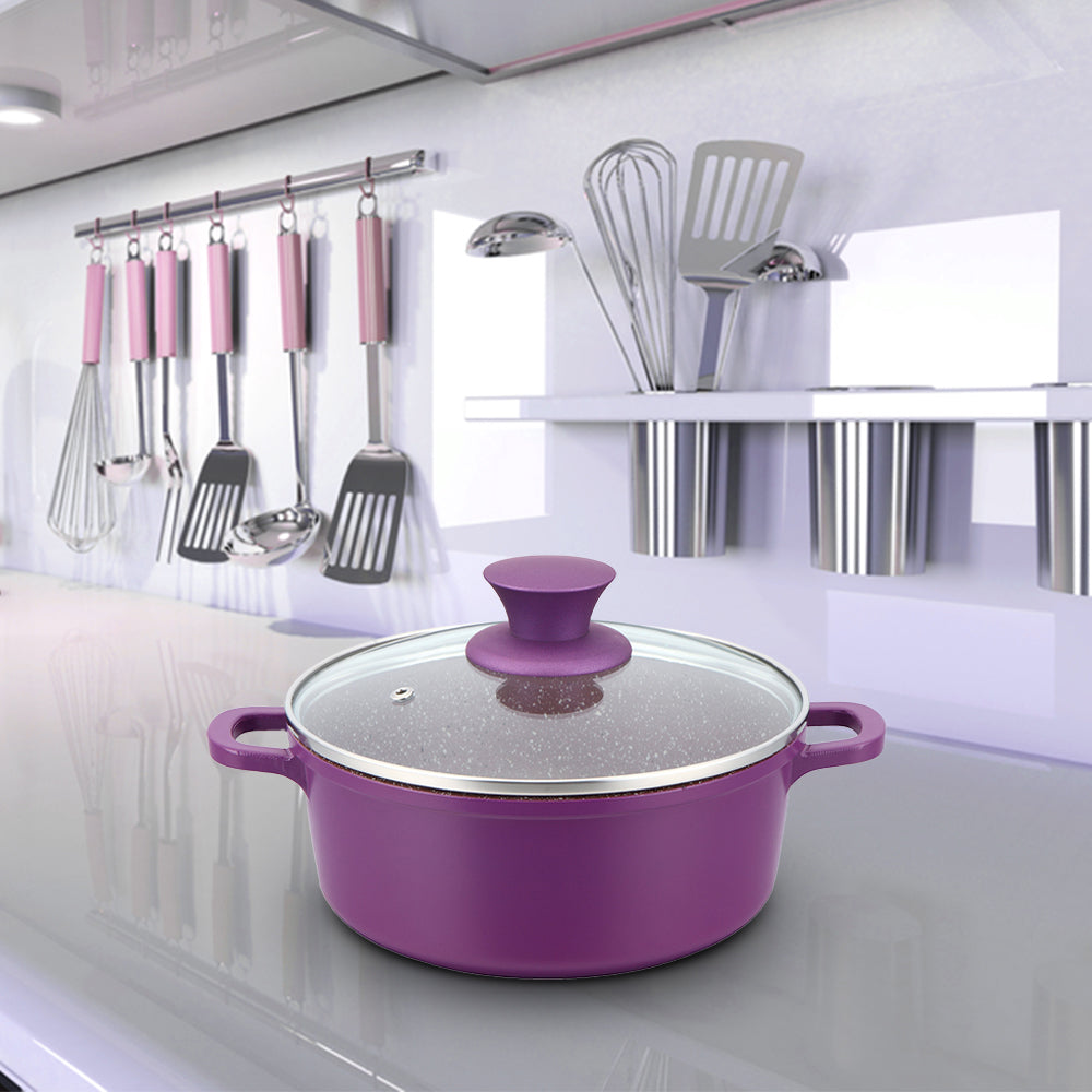Schafer Grau Fireproof Nonstick Casting Cookware Set Purple