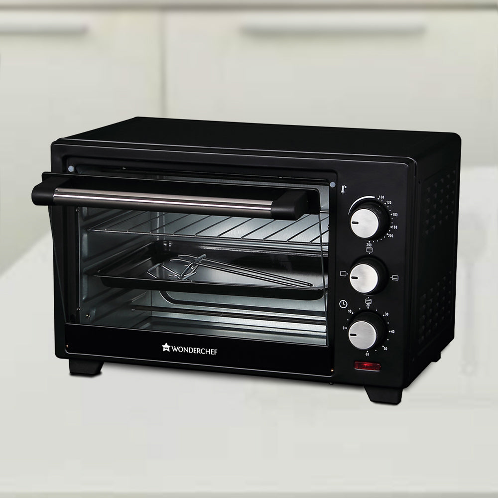 Oven Toaster Griller (OTG) - 19 Litres, Black - with Auto-shut off, Heat-Resistant Tempered Glass, Multi-Stage Heat Selection