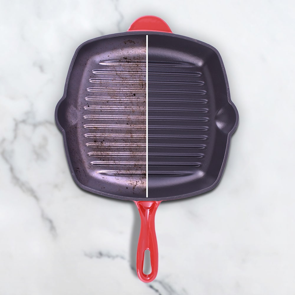 Ferro Cast-iron 26 cm Grill Pan, Induction Friendly, Enamel Coating, 2.3 L, 5 Years Warranty, Red