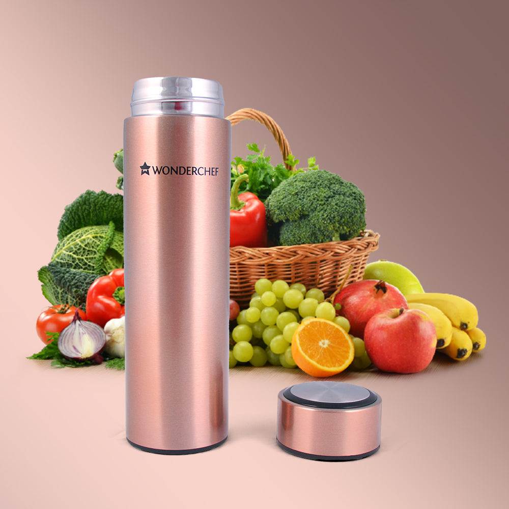 Nutri-Bot, 480ml, Double Wall Stainless Steel Vacuum Insulated Hot and Cold Flask, Steel Micro-filter, Spill & Leak Proof, 2 Years Warranty