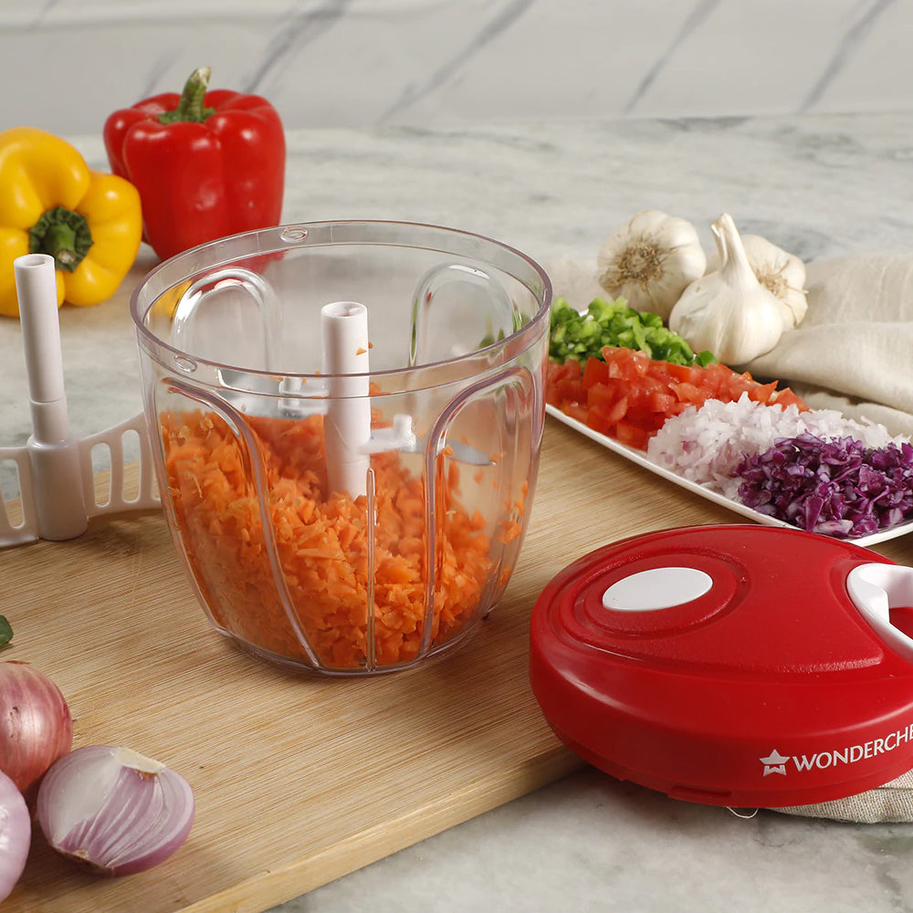 Amazon.com: 6 in 1 Multi-function Manual Vegetable Chopper Mandoline Potato  Slicer Waffle Potato Cutter Cheese Grater with 6 Interchangeable Blades for  Garlic, Carrot, Potato, Onion Rings, Chips and French (Red): Home &
