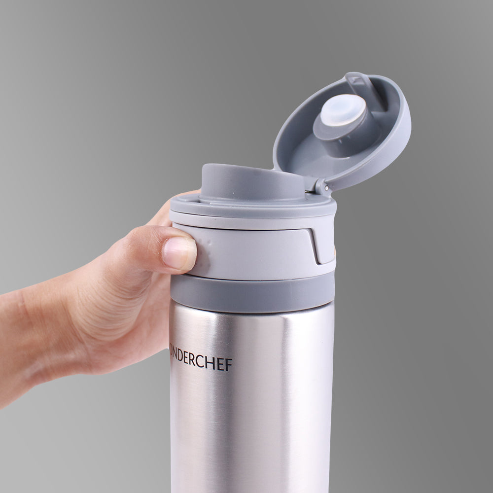 Uni-Bot, 500ml, Silver, Double Wall Stainless Steel Vacuum Insulated Hot and Cold Flask, Ultra Light, Spill and Leak Proof, 2 Years Warranty