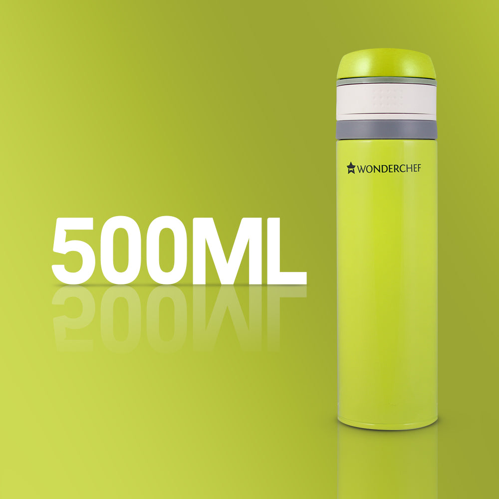Uni-Bot, 500ml, Apple Green, Double Wall Stainless Steel Vacuum Insulated Hot and Cold Flask, Ultra Light, Spill and Leak Proof, 2 Years Warranty