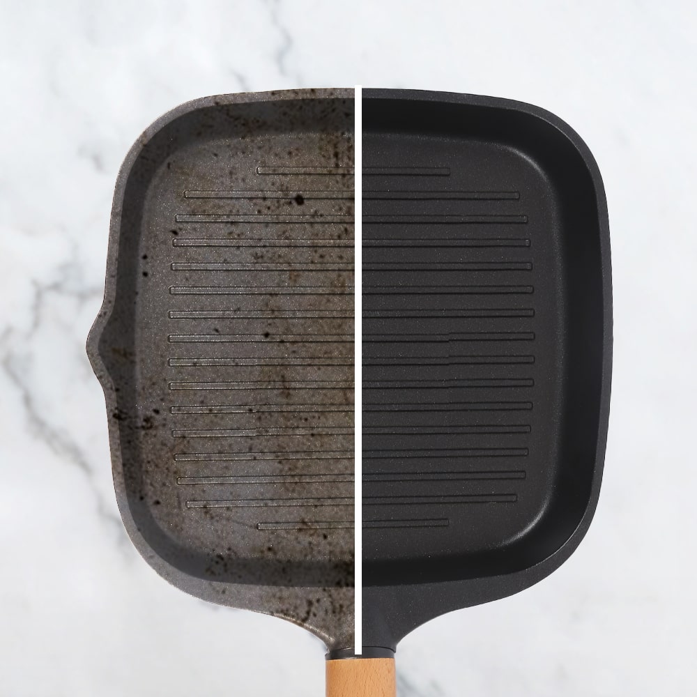 Caesar 24 cm Non-stick Grill Pan with Wooden Handle | Grill Pan Non-Stick | 1.4L | 5mm | Black