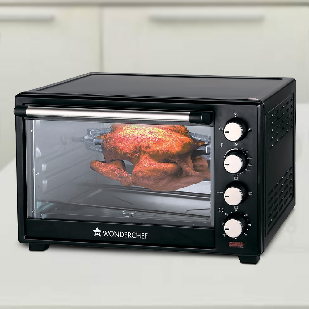 Oven Toaster Griller (OTG) - 40 Litres, Black - with Rotisserie,Auto-shut off, heat-resistant tempered glass, Multi-stage heat selection