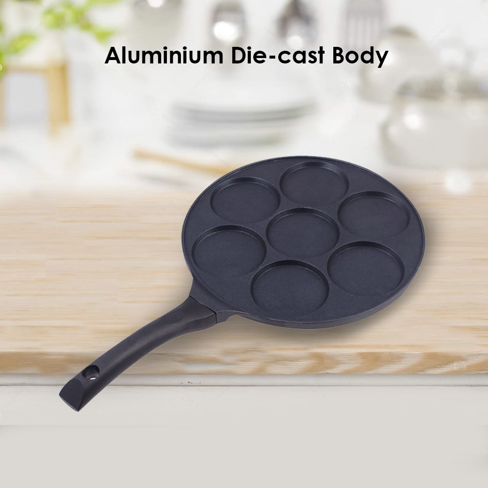 Inducta Multi Pan with 7 cavities | Healthy Non-stick | PFOA Free | Die-cast Body | Gas & Induction Friendly | Ideal For mini uttapams, round mini omelets, pancakes, round shape eggs, chillas, set dosas | 270 ml | 3mm Thick | 2 Year Warranty | Black