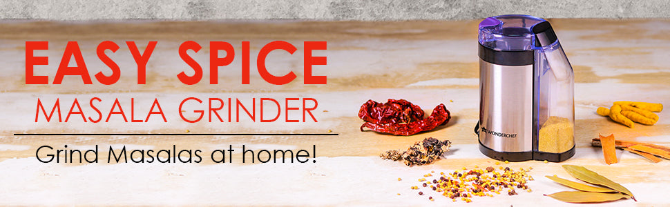 Easy Spice Masala Grinder with Auto-Dispenser, Detachable Jar, Sharp Blade, 2 Years Warranty