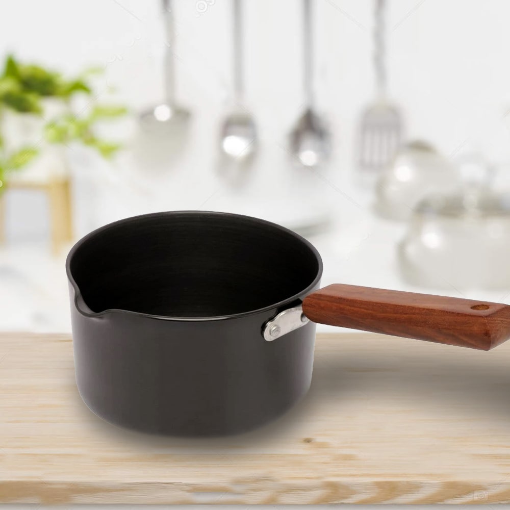 Ebony Hard Anodized 16 cm Nonstick Sauce Pan | Non Stick Sauce Pan | 2 L | 3.25 mm | Black and Brown