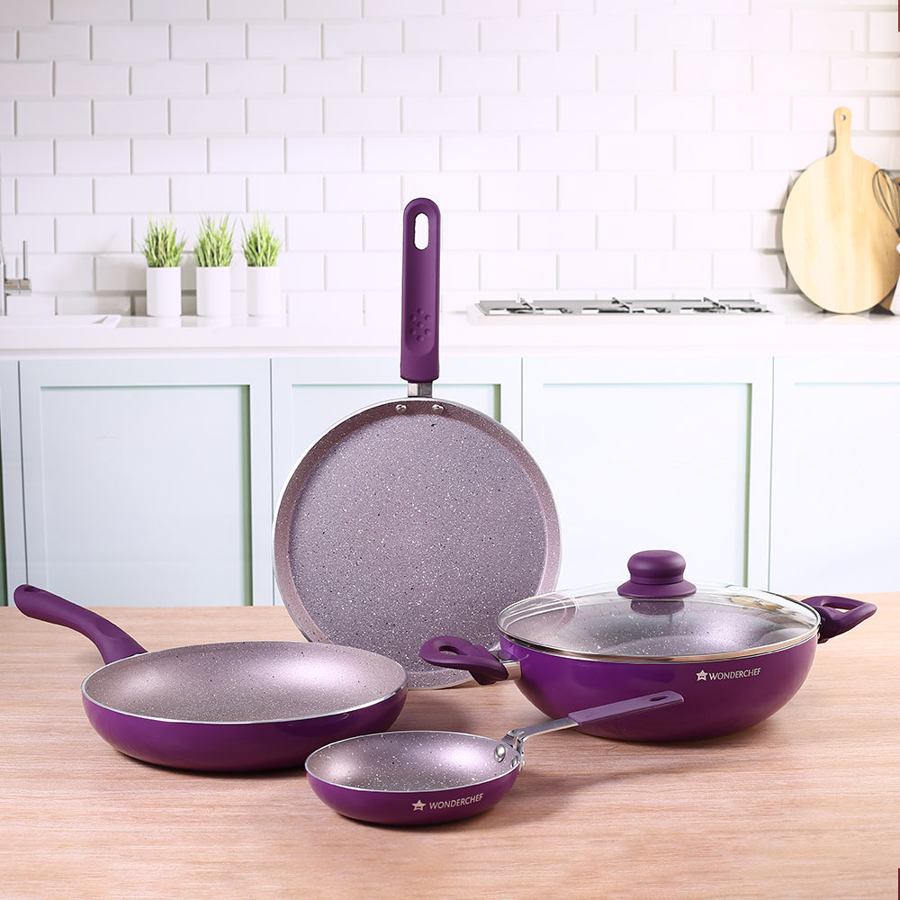 14 Pc Ceramic Induction-Ready Cookware Set - Purple