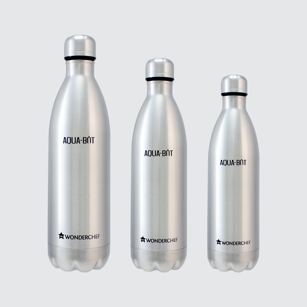 Aqua-Bot, 500ml, Double Wall Stainless Steel Vacuum Insulated Hot and Cold Flask, Spill & Leak Proof, Silver, 2 Years Warranty