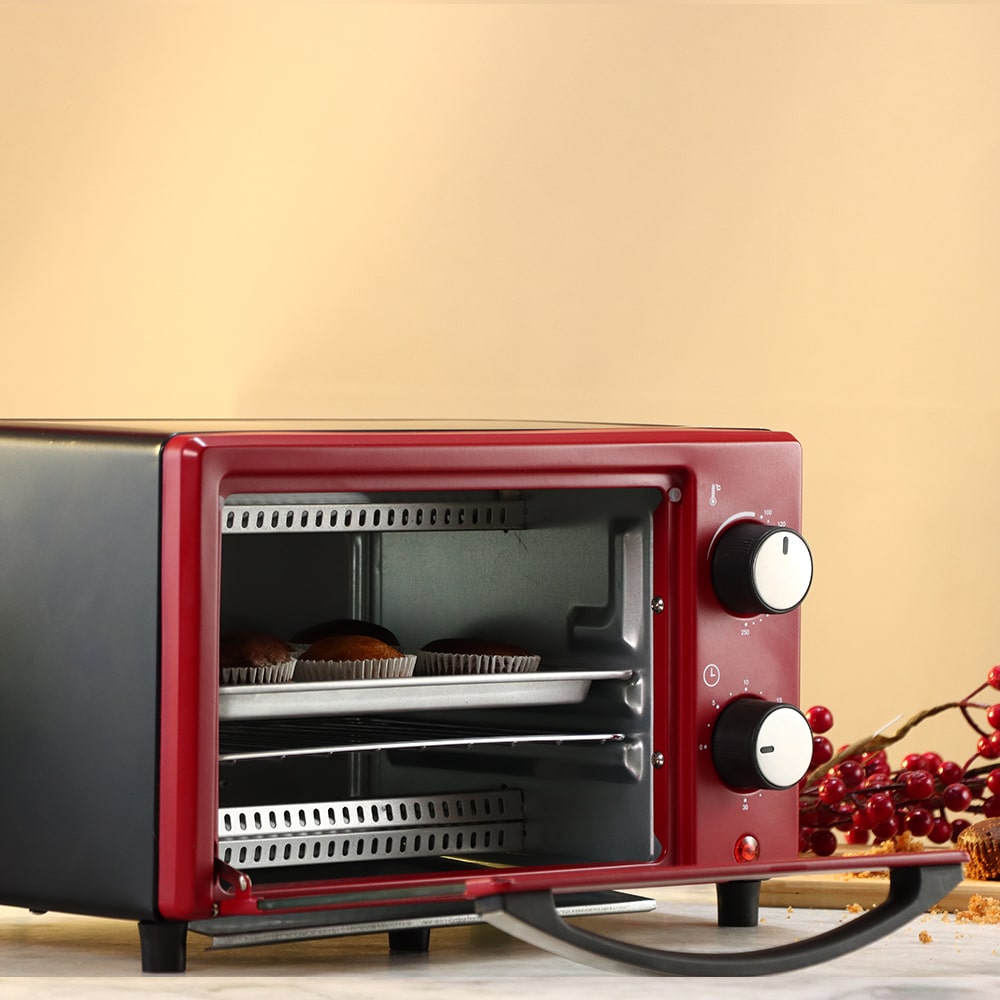 Oven Toaster Griller (OTG) Crimson Edge - 9 Litres - with Auto-shut Off, Heat-resistant Tempered Glass, Multi-stage Heat Selection, 2 Years Warranty, 650W, Red