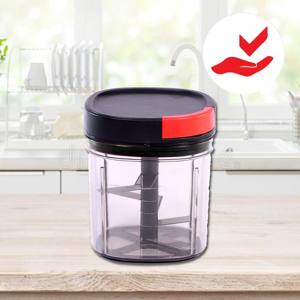 Glory String Vegetable Chopper with 6 Sharp SS Blade, Anti Slip Silicon Base Ring, Air Tight Lid, 900Ml, 1 Year Warranty