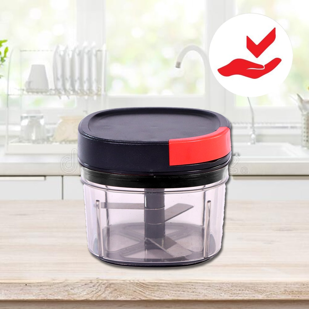 Glory String Chopper with 3 Sharp Stainless Steel Blades 600 ml, Anti Slip Silicone, Compact, Air tight lid, 1 Year Warranty