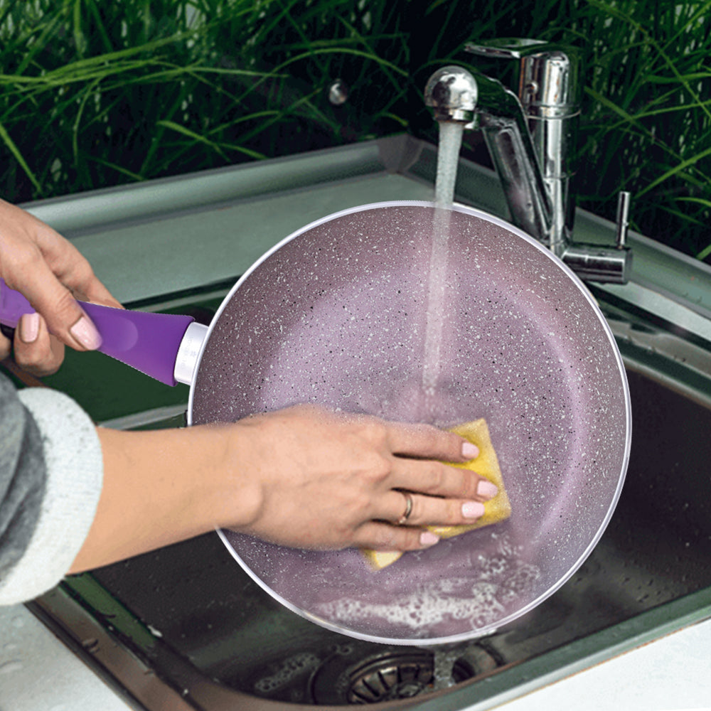 Royal Velvet Non-stick 24cm Fry pan I Induction Ready | Soft-touch handles |Non – Toxic I Virgin Aluminium| 3 mm thick | 1.8 litres | 2 year warranty | Purple