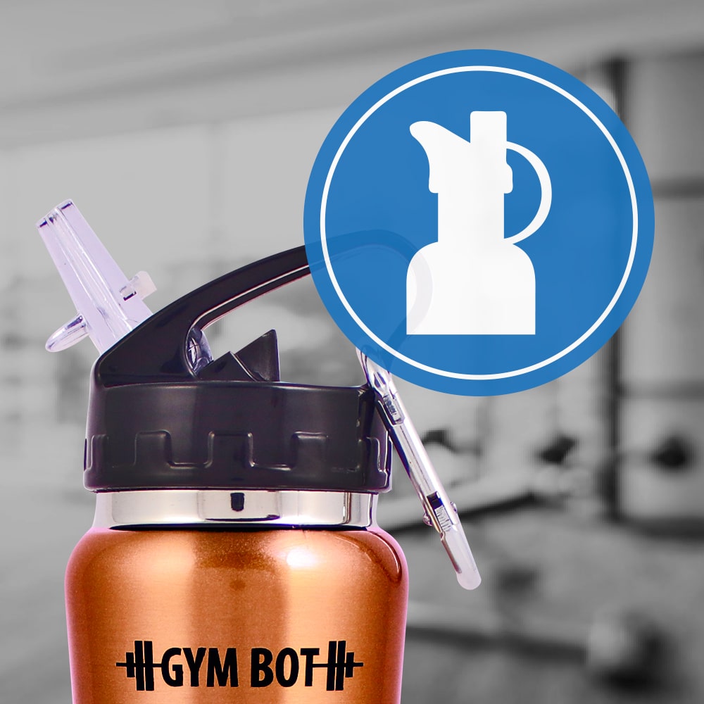 Gym-Bot, 750ml, Stainless Steel Single Wall Water Bottle, Light Weight, Spill and Leak Proof, Brown, 2 Years Warranty