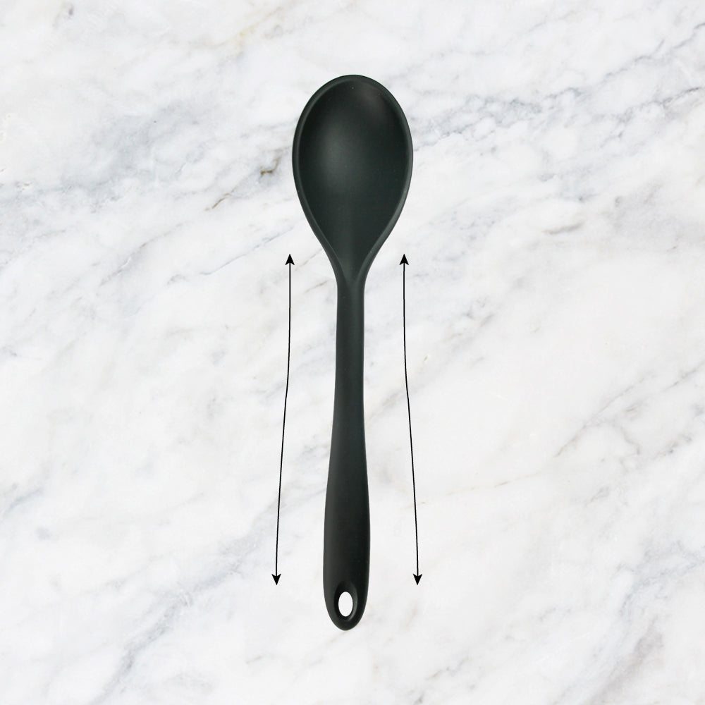 Waterstone Premium Food Grade Silicone Spoon, Black, Stainless Steel Core, Non-stick, Flexible, Heat Resistant, Stylish Design for Stirring, Folding, Mixing