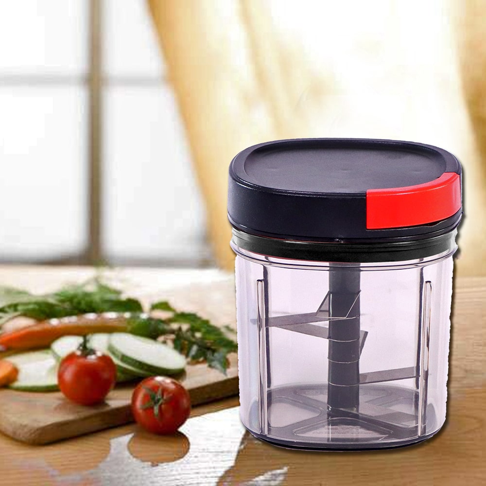 Glory String Vegetable Chopper with 6 Sharp SS Blade, Anti Slip Silicon Base Ring, Air Tight Lid, 900Ml, 1 Year Warranty