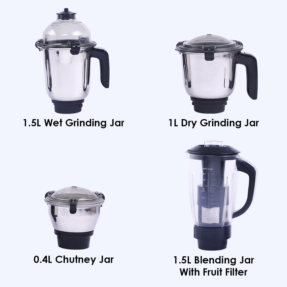 Sumo Mixer Grinder with 4 Stainless Steel Jars, 1000 W in Black