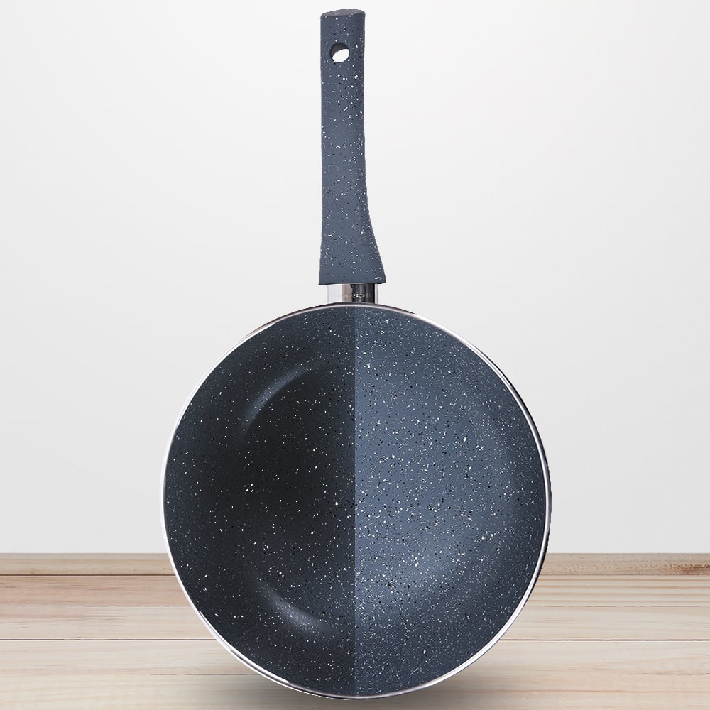 Granite Non Stick Fry Pan | Bakelite handles |Non – Toxic I Virgin Aluminium| 20 cms  | 1 liter | 2 Year Warranty | Grey | Omelette Pan