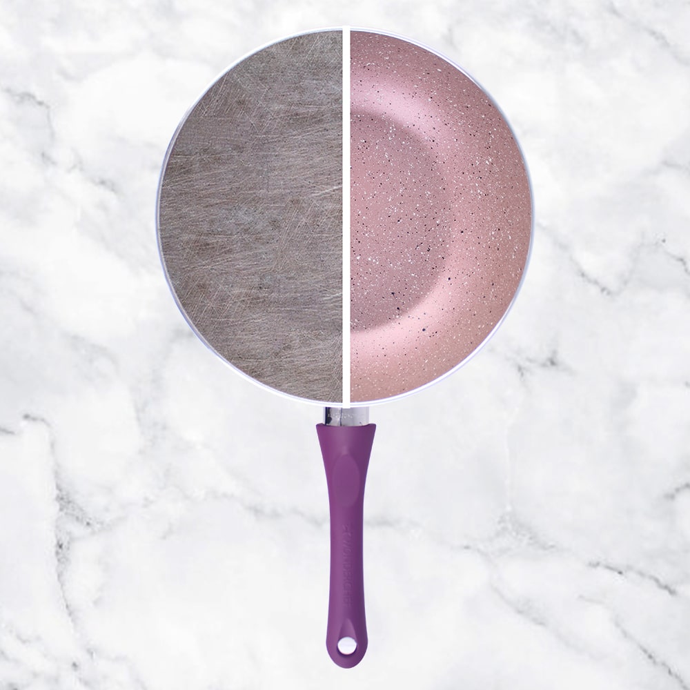 Royal Velvet 18cm Sauce pan with Glass Lid I Induction Ready | Soft-touch handles |Non – Toxic I Virgin Aluminium| 3 mm thick | 2 litres | 2 year warranty | Purple