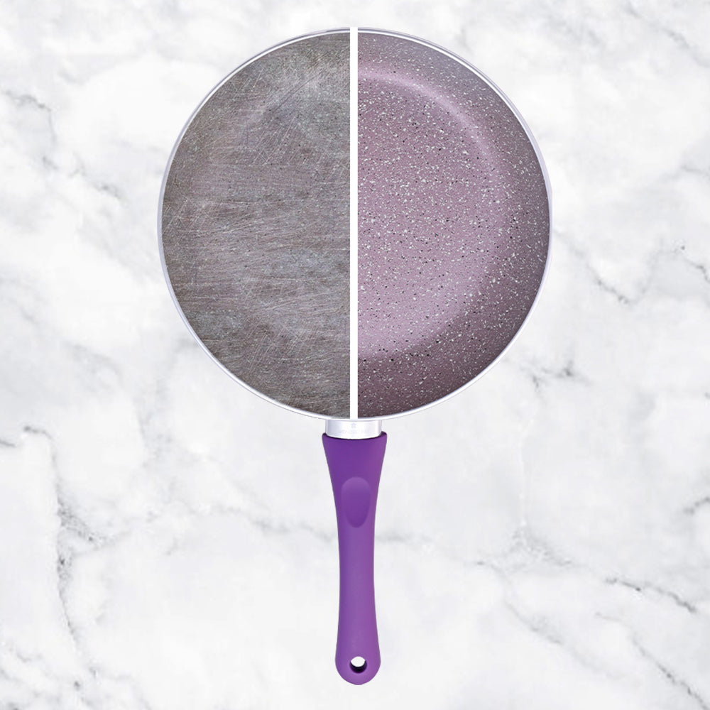 Royal Velvet 20 cm Non-Stick Fry Pan with Induction Bottom & Soft-Touch Handle | Virgin Grade Aluminium | PFOA & Heavy Metals Free | 3 mm thick | 1.2 litres | 2 Years Warranty | Purple