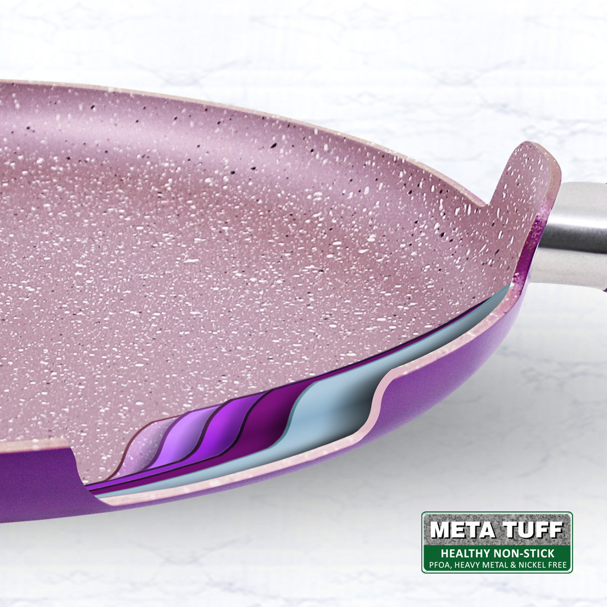 Royal Velvet Non-stick 28cm Dosa Tawa I Induction Ready | Soft-touch handles |Non – Toxic I Virgin Aluminium| 3 mm thick | 1.8 litres | 2 year warranty | Purple