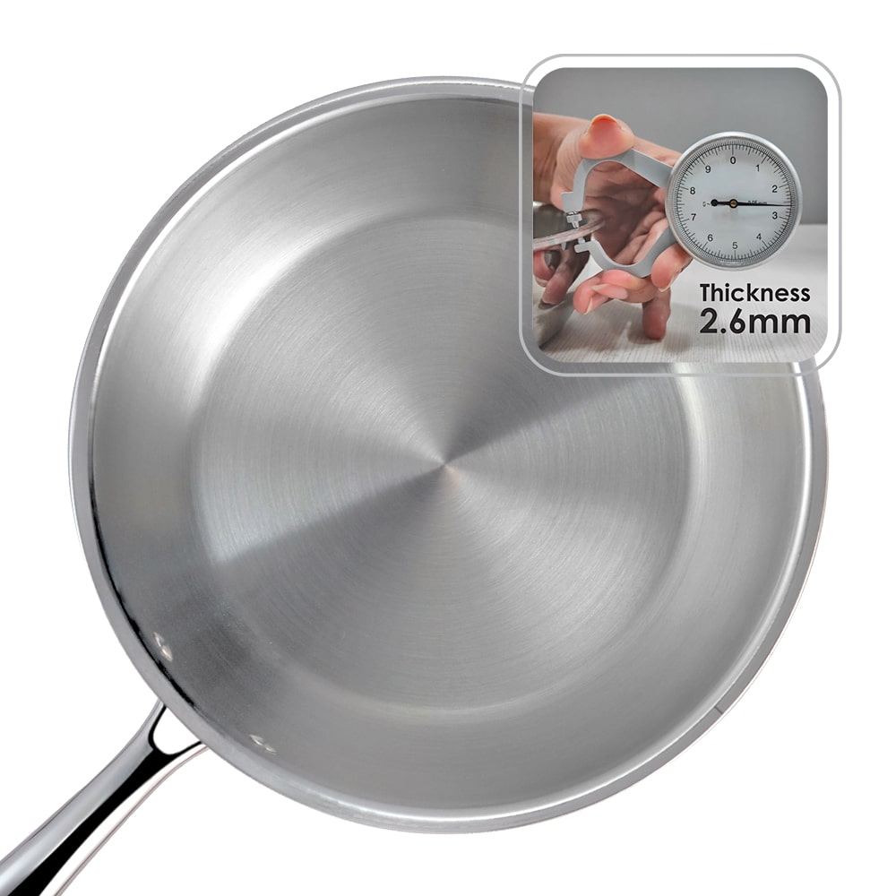 Nigella Tri-ply Stainless Steel 20 cm Fry Pan | 1.1 Litre | 2.5mm Thickness | With Induction base | Compatible with all cooktops | Riveted Cool-Touch Handle | 10 Year Warranty