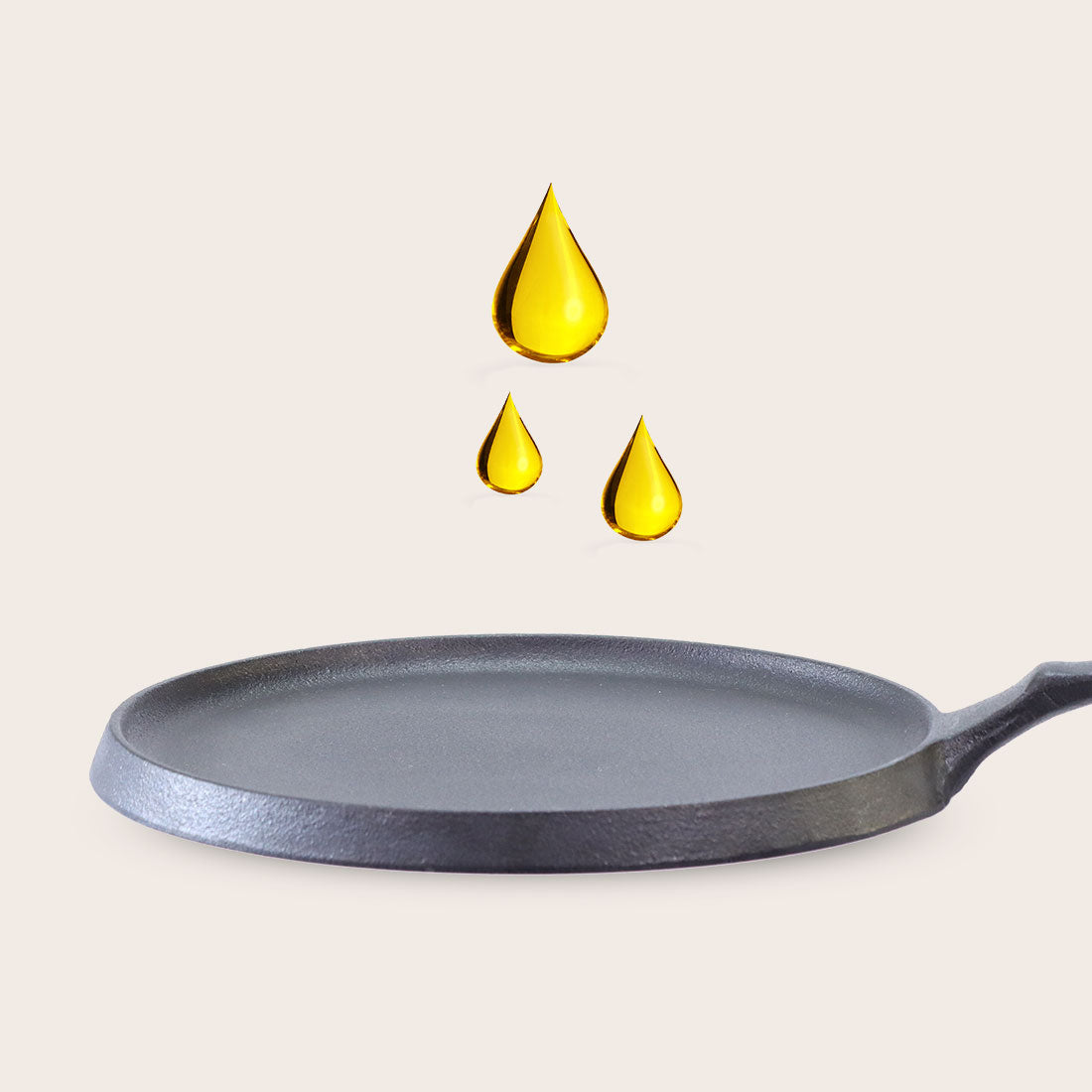 Elements Pre-Seasoned Cast Iron Flat Dosa Tawa, 30 cm, Induction