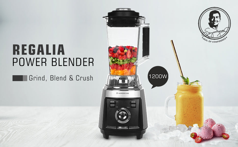 Regalia Professional Power Blender with Pulse Function| 3-in-1 Mixer,Blender,Grinder | 1200 Watt Full Copper Motor| Unbreakable 2 Litre Jar| Commercial Heavy Duty Blender with Stainless Steel Aircraft Grade Blades| 3 Year Warranty| Black