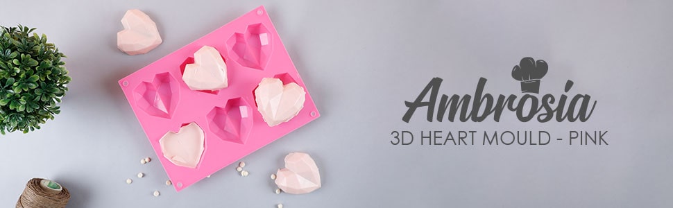 Ambrosia Silicone 3D Heart Shaped Mould - Pink