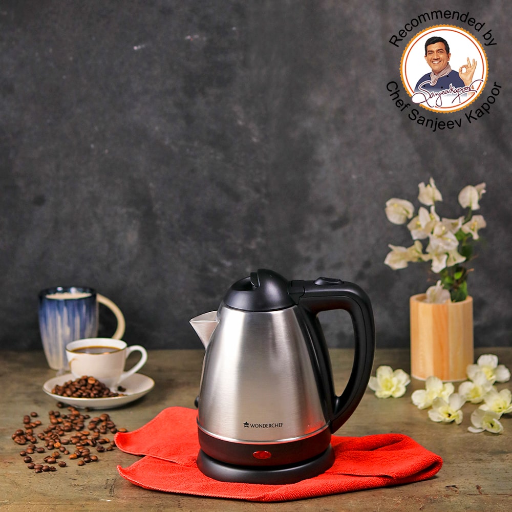 Prato Automatic Stainless Steel Cordless Electric Kettle, 1.2 Litres, Built-in Metal Filter, 304 Stainless Steel Interior, Ergonomic Handle Design, 1000W, 2 Years Warranty