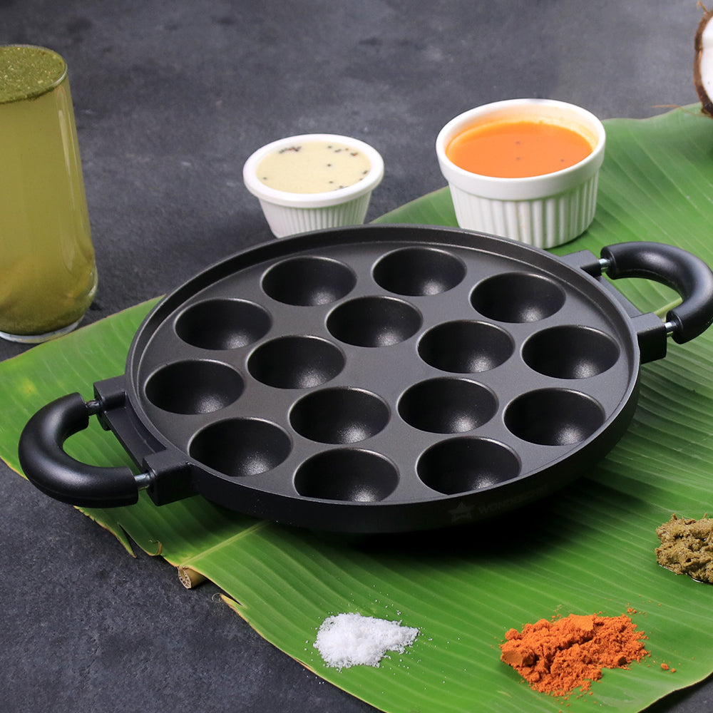 Paniyarakkal 23 cm Non-stick, | Ideal for flavourful and Healthy Appams | Gas Stovetop Compatible | Black