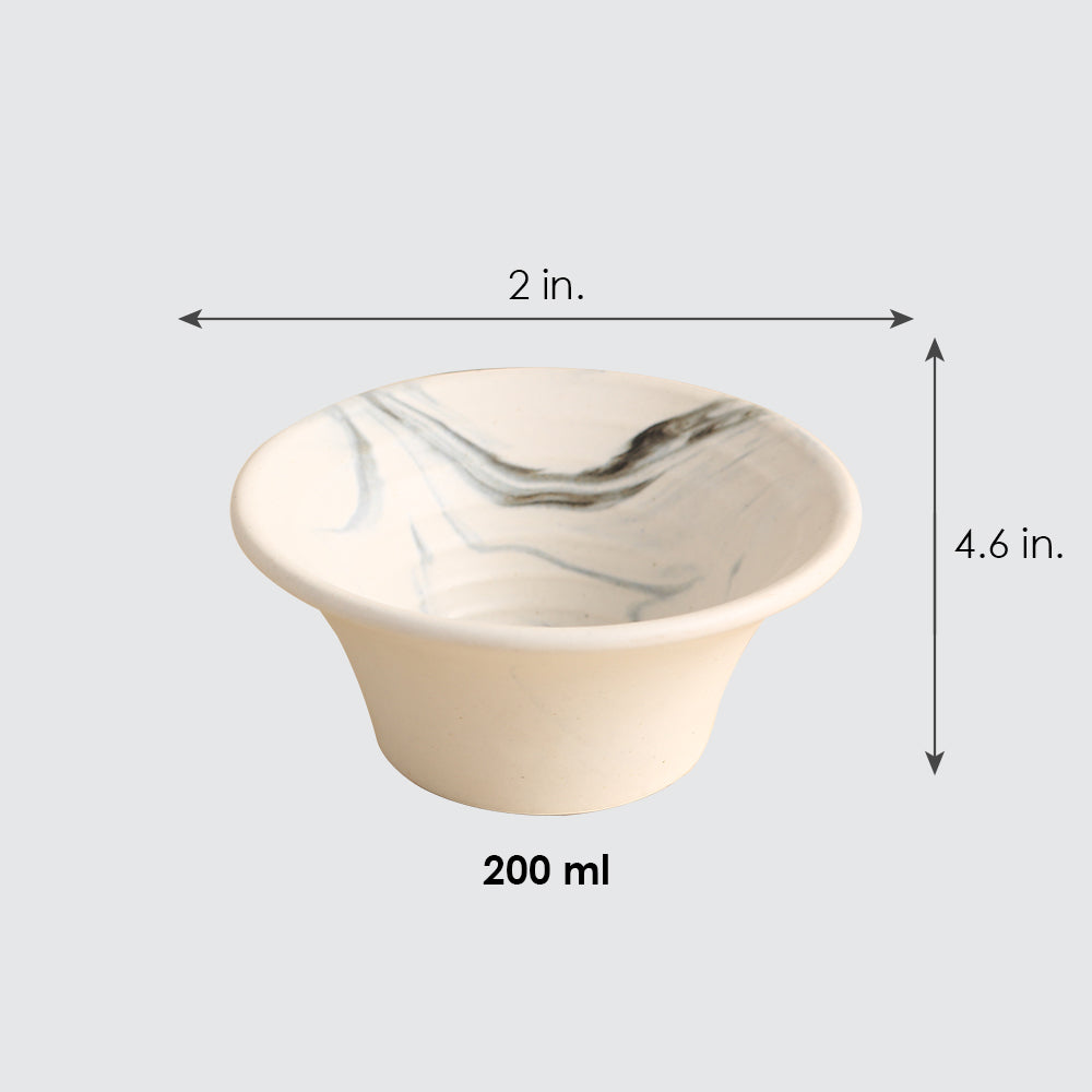 Teramo Stoneware Japanese Bowl 210 ml - Marble White (Set of 2)