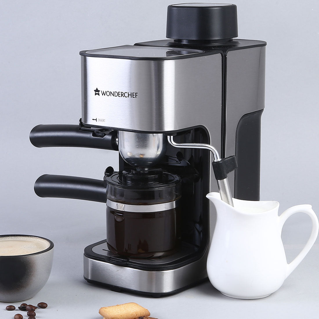 Regalia Espresso Coffee Maker 5 Bar I With Steamer for Cappuccino & La –  Wonderchef