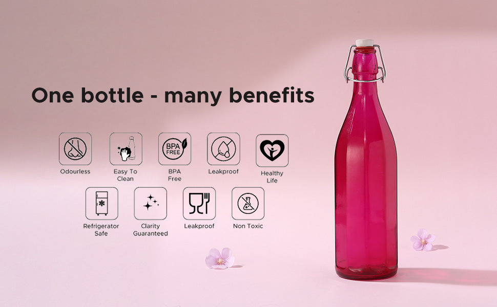 Bormioli Water Bottle - Pink - 1 L