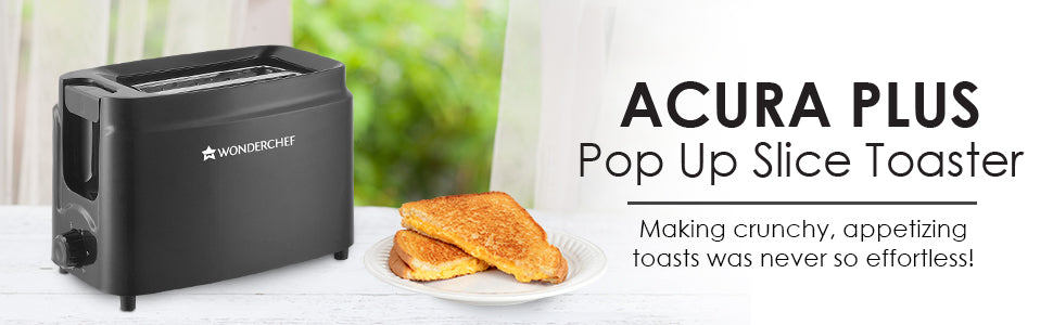 Acura Plus Pop-up Toaster for Kitchen|750 Watt| 2 Bread Slice Automatic Pop-up Electric Toaster| 7- Level Browning Controls|Wide Bread Slots| Auto Shut Off|Mid Cycle Cancel Feature| Removable Crumb Tray| Easy to Clean| Black| 2 Year Warranty