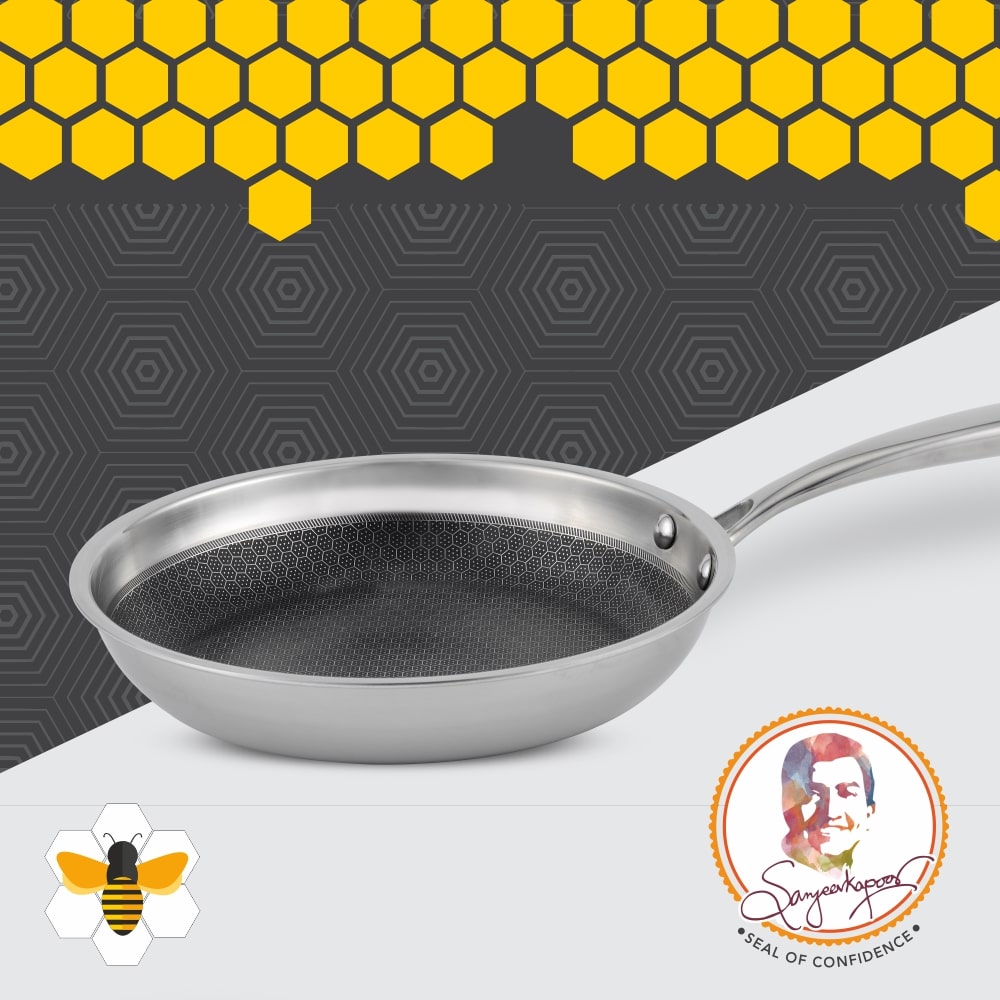 Stanton Nonstick Coated Tri-Ply Stainless Steel | 24 cm Frying Pan | 1.2 L | 2.5 mm Thickness | Silver