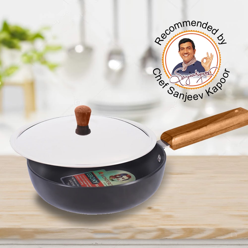 Wonderchef Ebony Deep Fry Pan with Lid 20cm