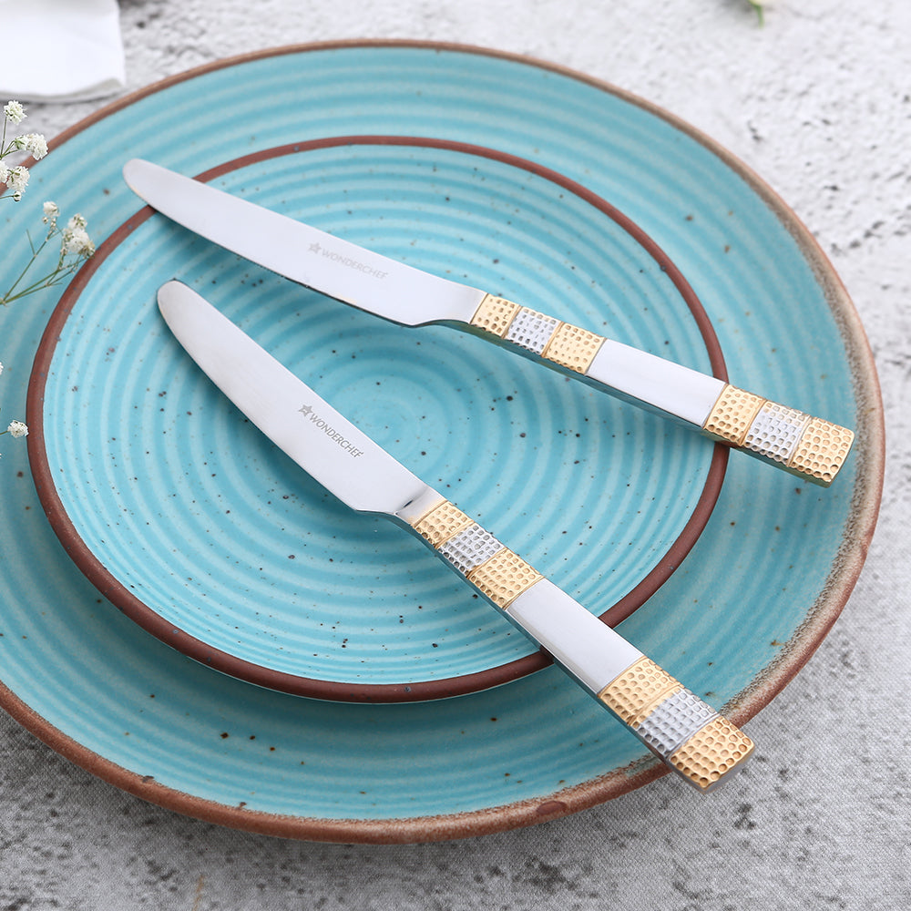 Roma Dinner Knife  - Gold Plated - Set of 2pcs