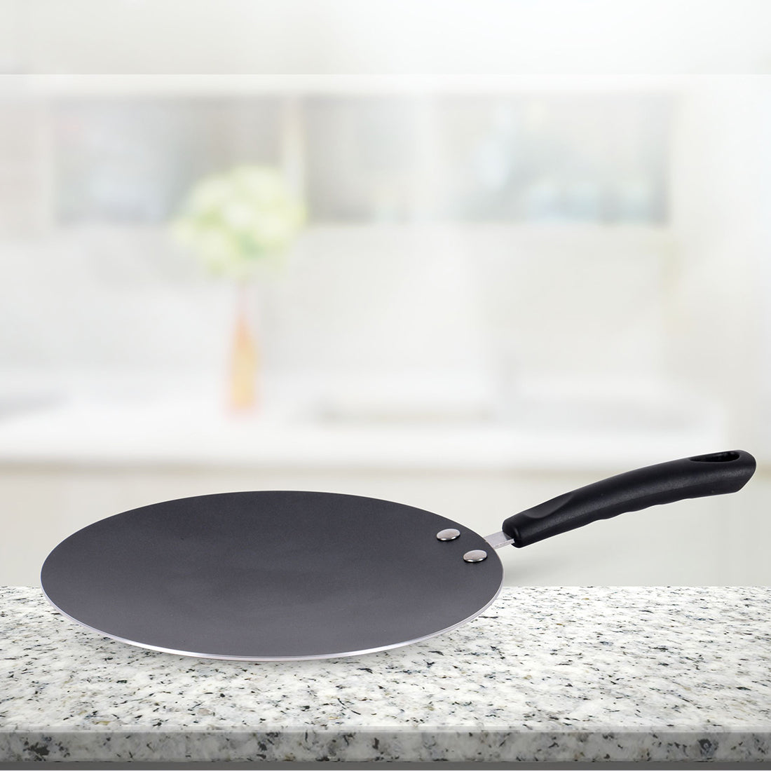 Wonderchef Reva Non-Stick PFOA-Free Non-Toxic Flat Dosa Tawa Griddle 30cm, Black