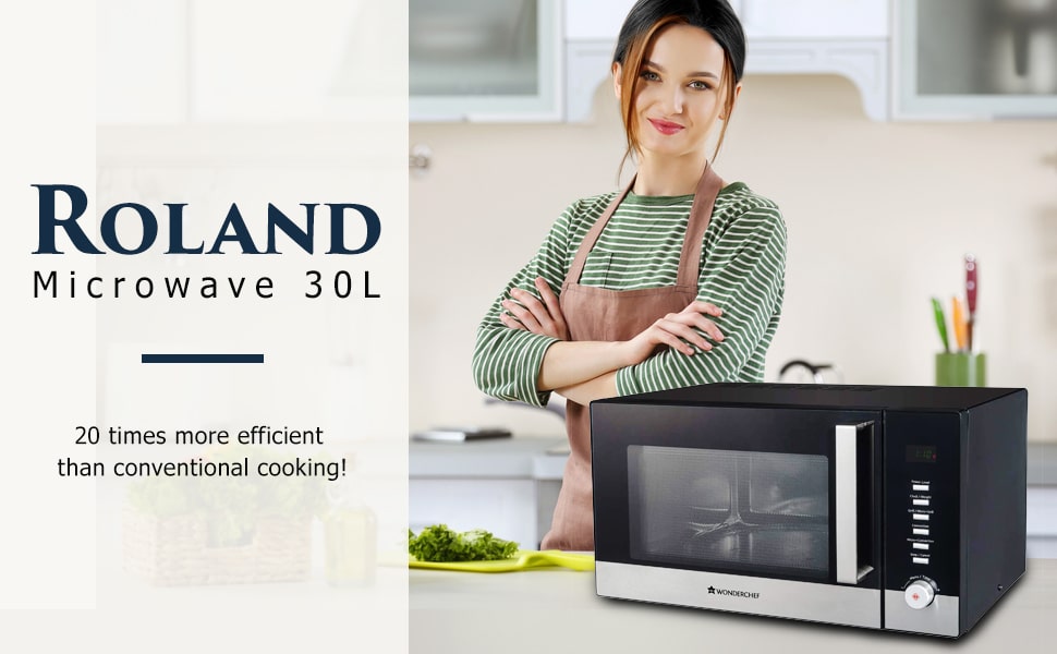 Roland Microwave, 30L, 2200W, Stainless Steel Cavity, Heat Resistant Glass Door, 10 Years Warranty on Magnetron