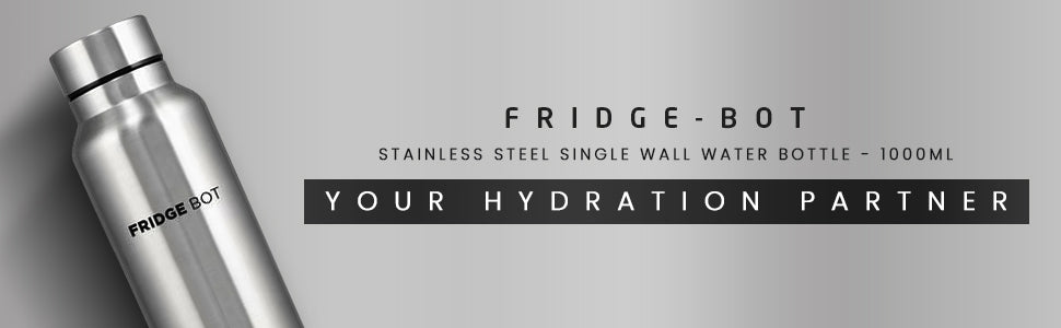 Stainless Steel Fridge-bot 1000 ml Each | Pack of 2 | Gift Box Packing | Single wall | Non-insulated | 304 Stainless Steel | Non Toxic | BPA free | Rust Free | Spill and Leak proof | Light weight | For Home & Office | Wide Mouth | 2 Years Warranty