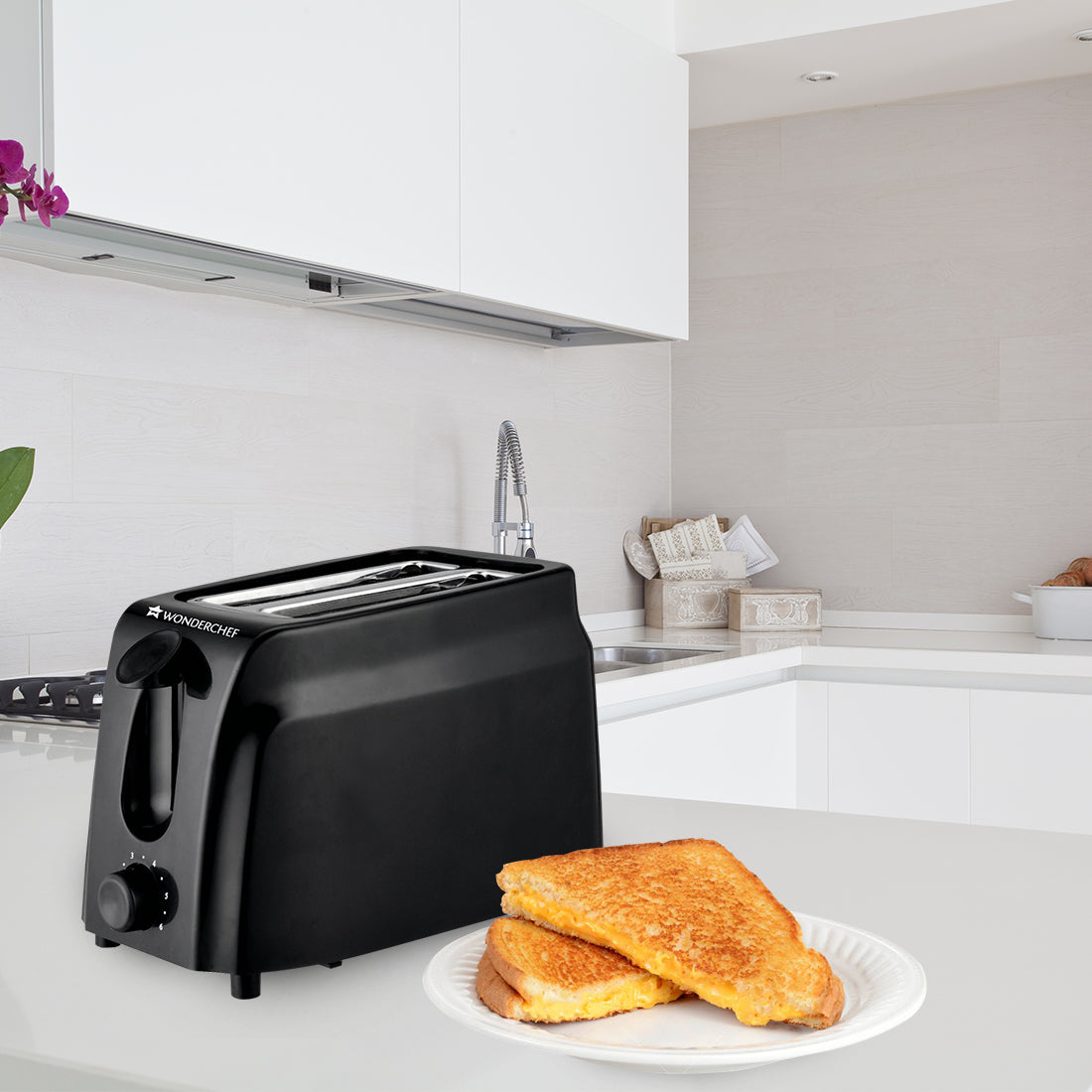 Acura Plus Pop Up Slice Toaster, 750W, 7 Browning Controls, Removable Crumb Tray, 2 Years Warranty, Black