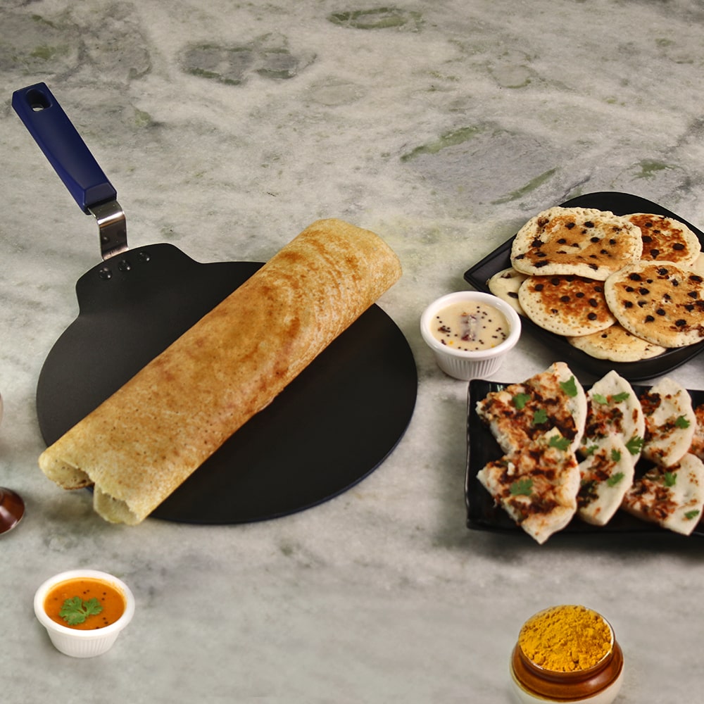 Wonderchef Reva Non-Stick and PFOA-Free Aluminum Indian Cooking Roti Naan Dosa Tawa Pan with Handle