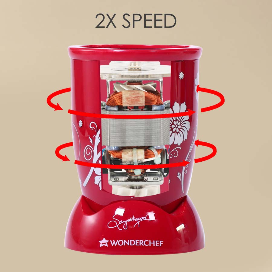 Nutri-blend BOLT-600W Mixer-Grinder, Stronger & Swifter with Sipper Lid, 22000RPM 100% Full Copper Motor, 2 Unbreakable Jars, Sharper Steel Blades, 2 Years Warranty, Red, Recipe Book By Chef Sanjeev Kapoor