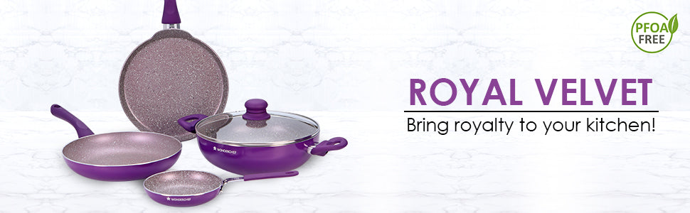 Royal Velvet Non-stick 30cm Dosa Tawa I Induction Ready | Soft-touch handles |Non – Toxic I Virgin Aluminium| 3 mm thick | 1.8 litres | 2 year warranty | Purple