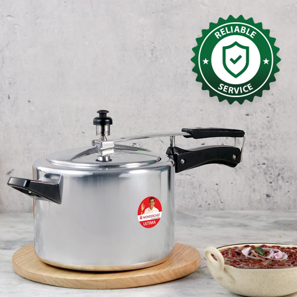 Inner Lid Ultima 3L Pressure Cooker | 3.25 mm Heavy Encapsulated Bottom | Bakelite Handles for Durability | Induction Friendly (Aluminium , Silver)