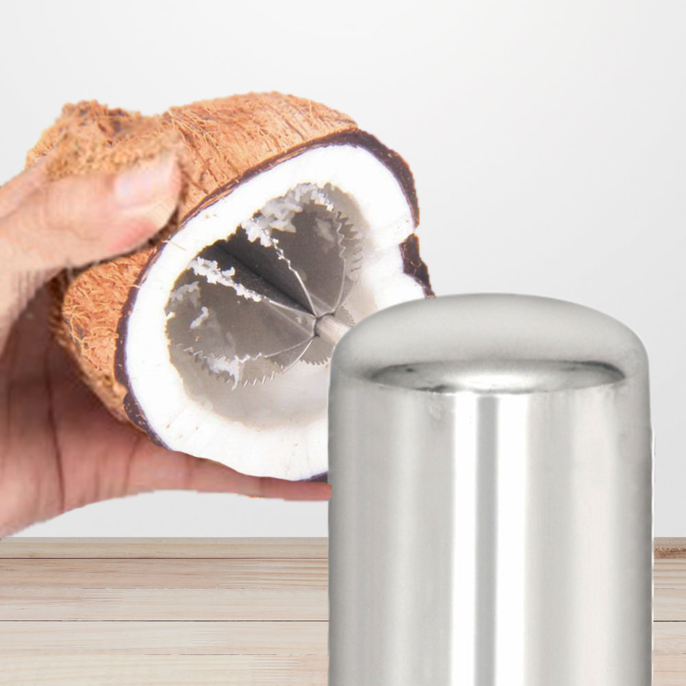 Stainless Steel Coconut Scraper for Kitchen, Vacuum Base, Rotatable Handle, Manual Operation, Silver