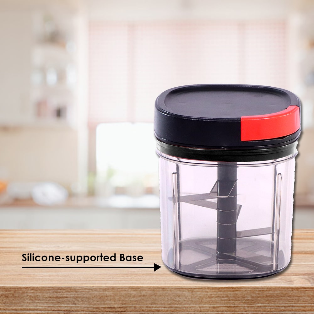 Glory String Vegetable Chopper with 6 Sharp SS Blade, Anti Slip Silicon Base Ring, Air Tight Lid, 900Ml, 1 Year Warranty