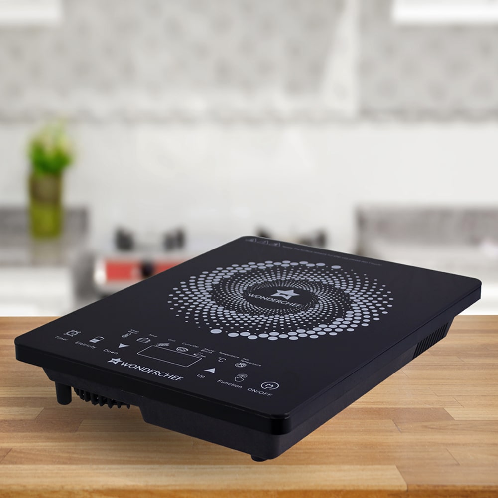 Easy Cook Hot Plate Infrared Cooktop with Feather Touch Control & 6 Power Settings|2200 Watt Induction Cooktop|Pre-set Menus for Soups, Curries, Dals, Saute Masala|Crystal Glass Top Surface| LED Digital Panel | Smart Touch Buttons| 1 Year Warranty